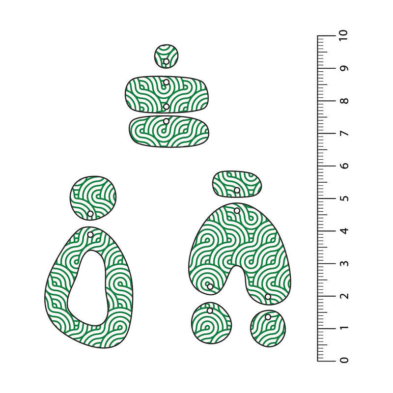 Retro Waves Dark Green UV Printed Acrylic Sheet