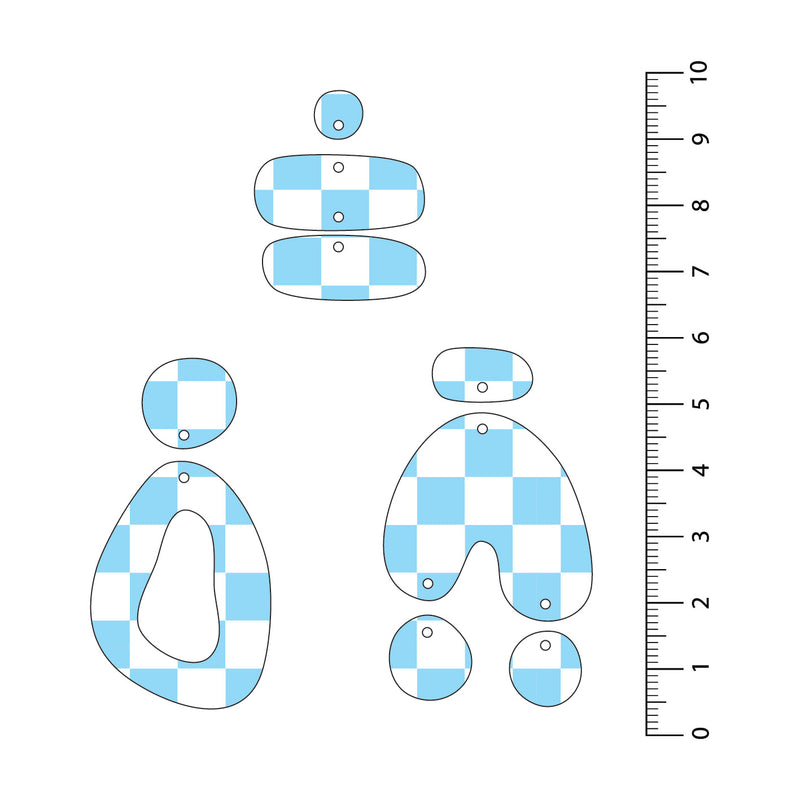 Checkerboard Light Blue UV Printed Acrylic Sheet