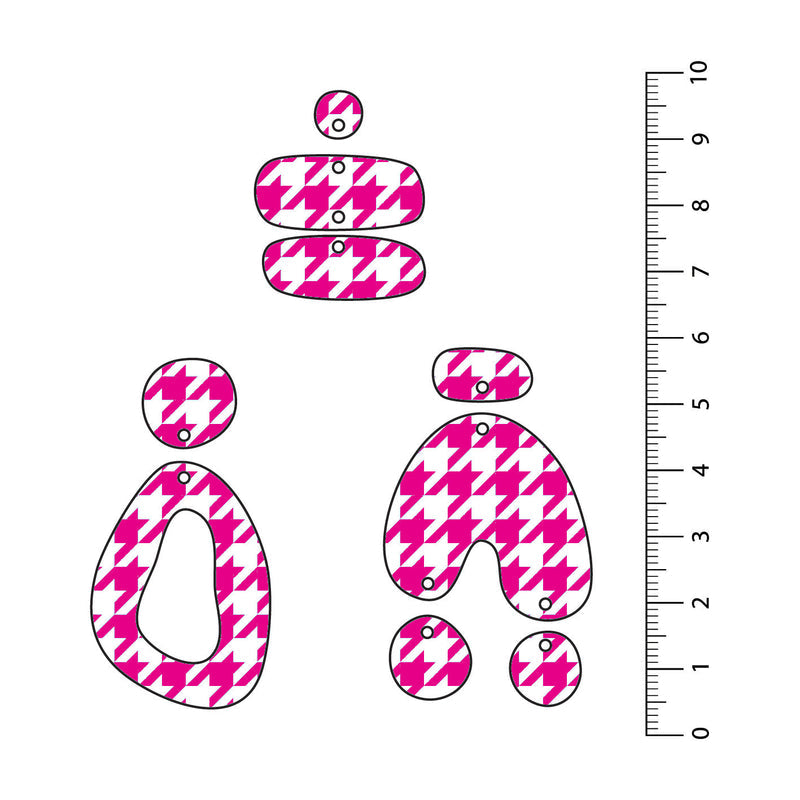 Houndstooth Bright Pink UV Printed Acrylic Sheet