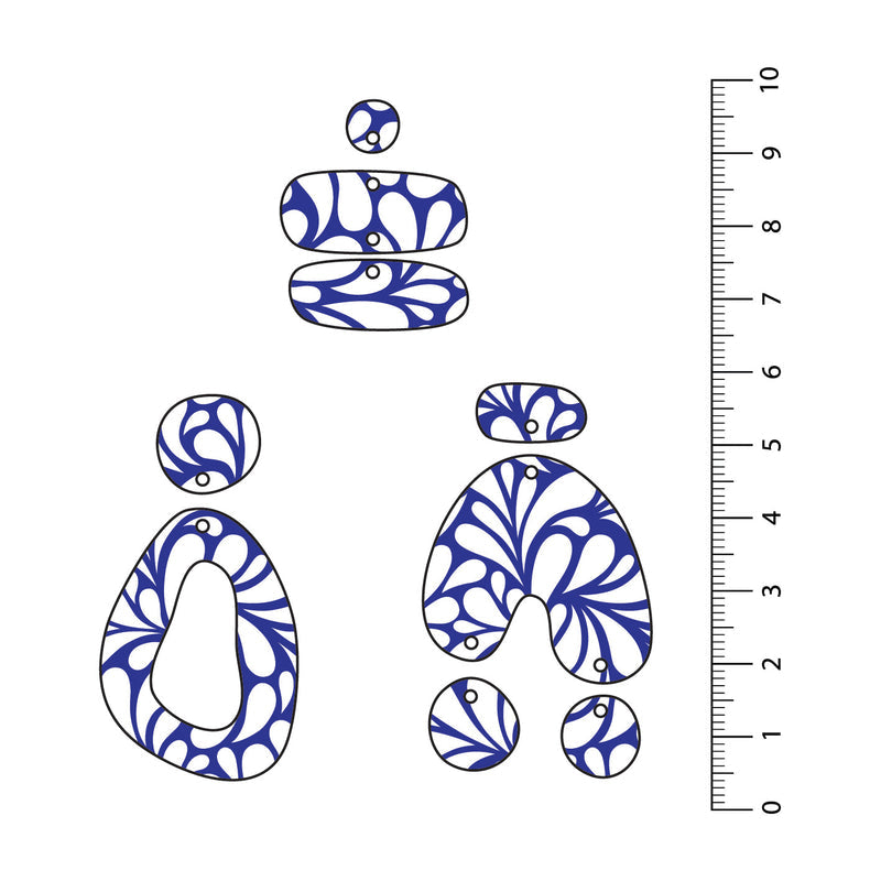 Retro Blooms Dark Blue UV Printed Acrylic Sheet