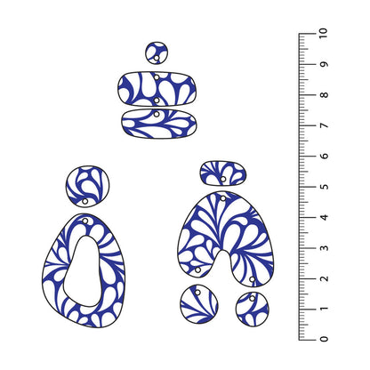 Retro Blooms Dark Blue UV Printed Acrylic Sheet