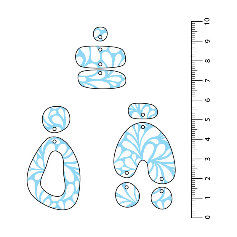 Retro Blooms Light Blue UV Printed Acrylic Sheet