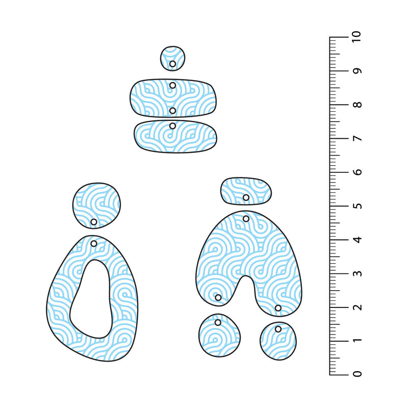 Retro Waves Light Blue UV Printed Acrylic Sheet
